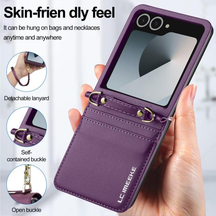 LC.imeeke - LC.IMEEKE L1 Series Fodral för Samsung Galaxy Z Flip7 - Konstläder - Lila