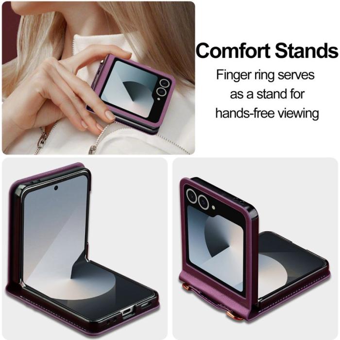 LC.imeeke - LC.IMEEKE L1 Series Fodral för Samsung Galaxy Z Flip7 - Konstläder - Lila