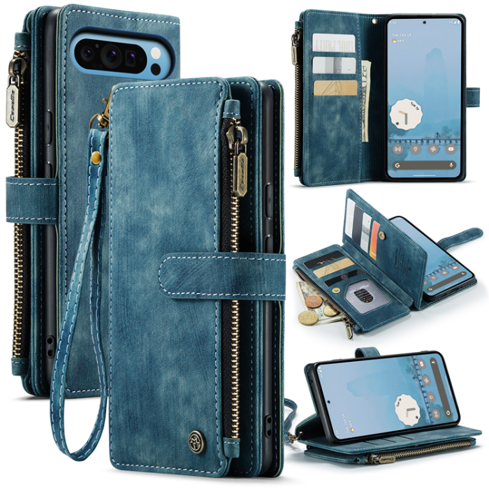 Caseme - CASEME Google Pixel 10 Pro XL Plånboksfodral Zipper C30 - Blå