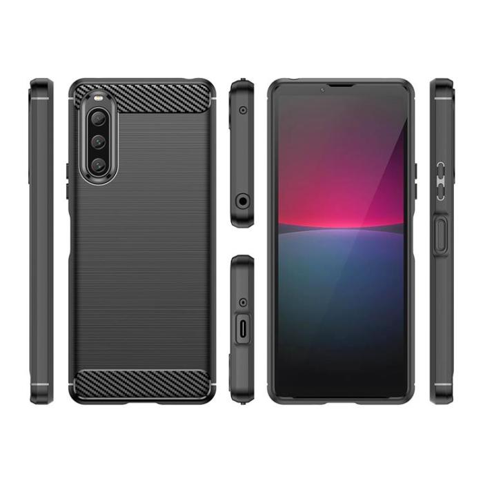 OEM - Sony Xperia 10 V Mobilskal Carbon Silikon - Svart