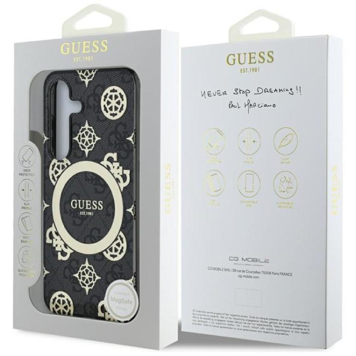 Guess - Guess Galaxy S25 Mobilskal MagSafe Guld Electroplated Peony - Svart