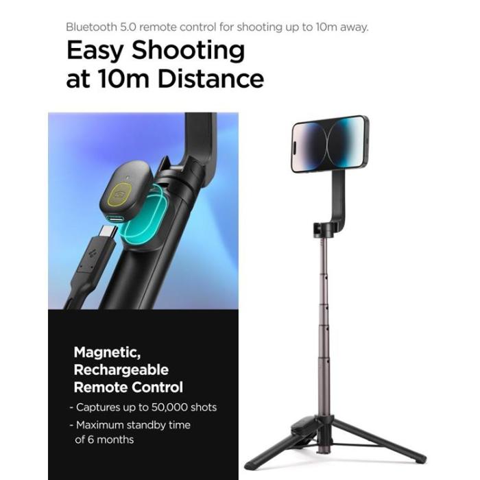 Spigen - Spigen Magsafe Bluetooth Selfie Stick Tripod - Svart
