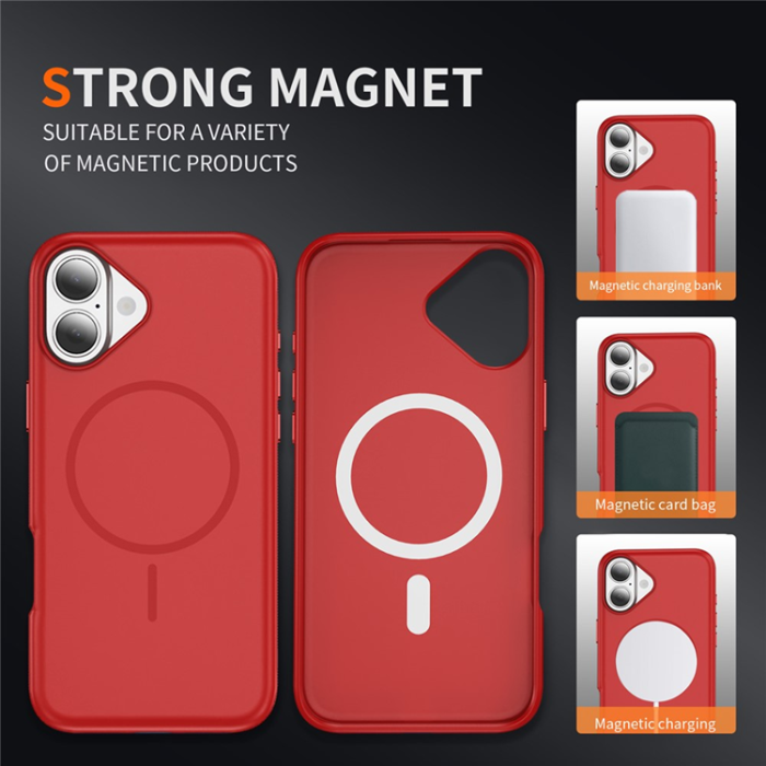 A-One Brand - iPhone 17 Mobilskal MagSafe PC + TPU Shockproof - Röd
