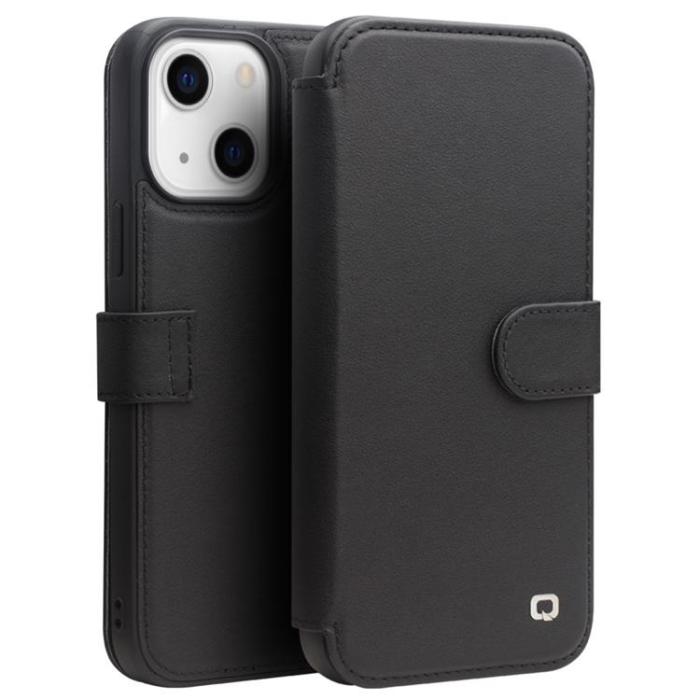QIALINO - Qialino Äkta Läder Fodral iPhone 13 Mini - Svart