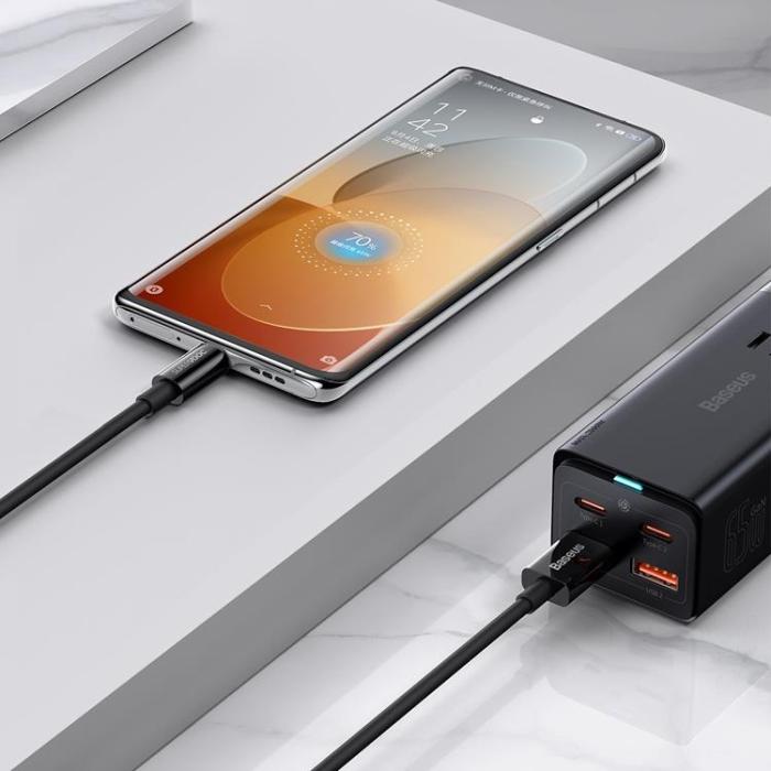 BASEUS - Baseus Superior SUPERVOOC USB-C till USB-A kabel 65W 1m - Svart