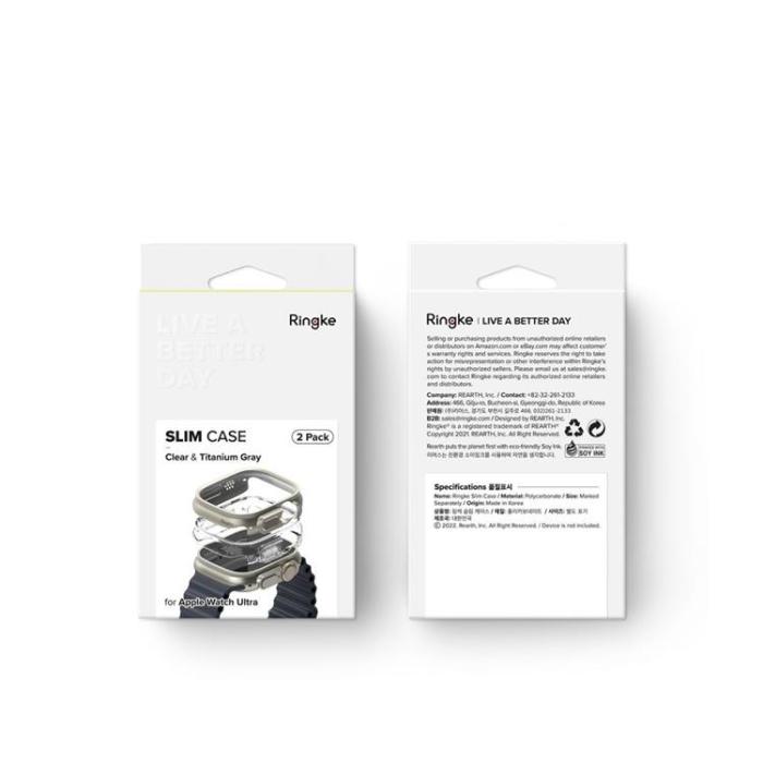 Ringke - [2-Pack] Ringke Apple Watch Ultra (49mm) Skal Slim - Clear/Grå