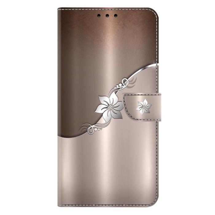 OEM - Samsung Galaxy S26 Plånboksfodral Magnetisk 3D Mönster Konstläder Silver Blomma