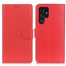 OEM - Samsung Galaxy S26 Ultra Fodral PU L&auml;der Litchi Textur - R&ouml;d