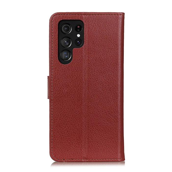 OEM - Samsung Galaxy S26 Ultra Fodral PU Läder Litchi Textur - Brun