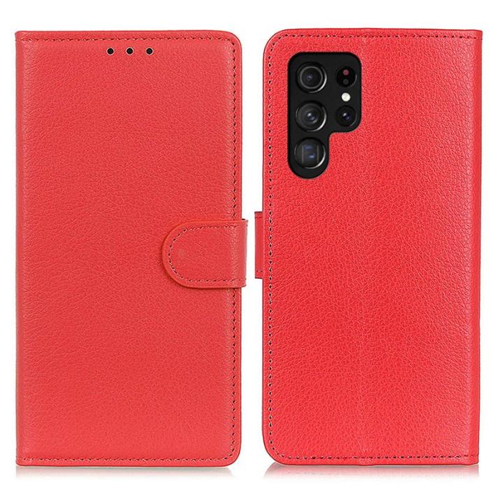 OEM - Samsung Galaxy S26 Ultra Fodral PU Läder Litchi Textur - Röd