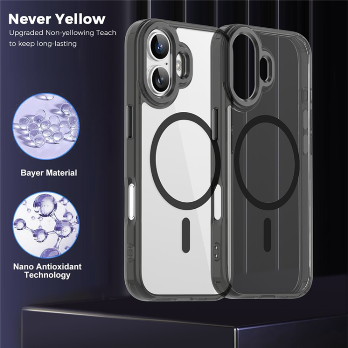 A-One Brand - iPhone 17 Mobilskal MagSafe TPU+PC Transparent - Svart