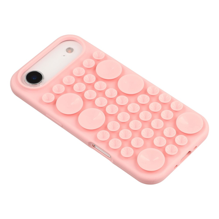 A-One Brand - Mobilskal till iPhone Air Sugkopp Silikon med Tygfoder - Rosa