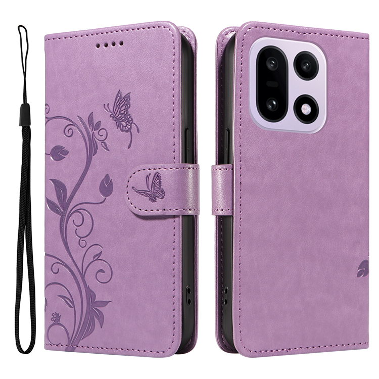 OnePlus 15 Plånboksfodral Flower Pattern Konstläder (Ljuslila) | 2353 | AlltMobil