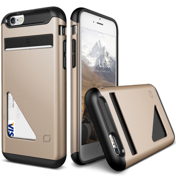 UTGATT5 - Lific Mighty Card Defense Skal till Apple iPhone 6(S) Plus - Guld