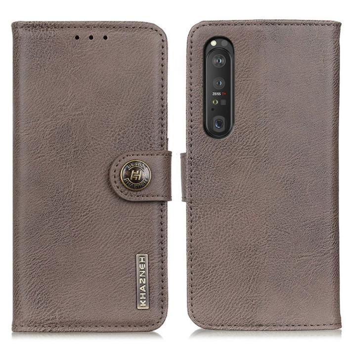 KHAZNEH - KHAZNEH - Plånboksfodral Sony Xperia 1 III - Grå