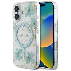 Guess - Guess iPhone 16 Mobilskal MagSafe Resin Flowers - Turkos