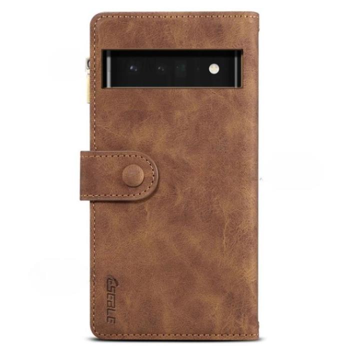ESEBLE - ESEBLE Google Pixel 6a Plånboksfodral Zippered Kickstand - Brun