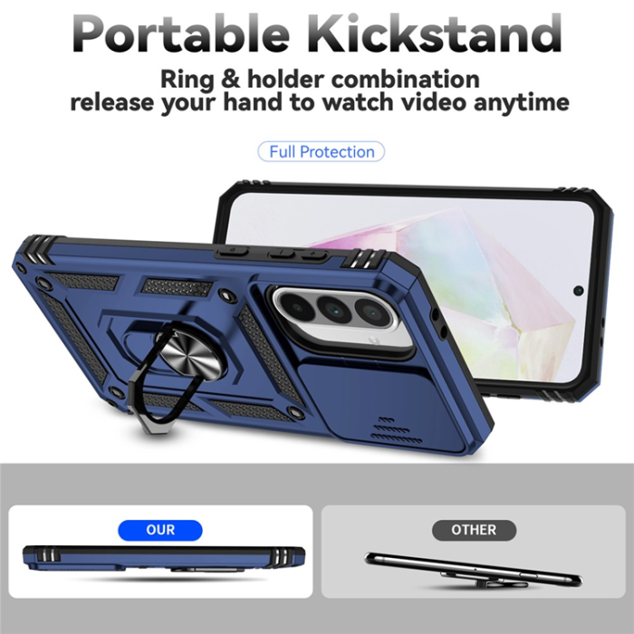 A-One Brand - Galaxy A36/A56 Mobilskal Kickstand PC + TPU - Blå