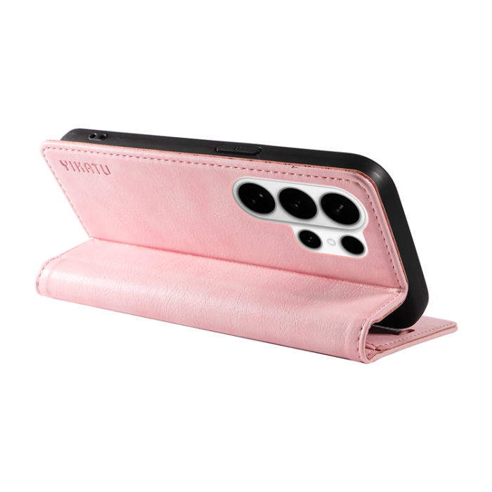 YIKATU - YIKATU Galaxy S26 Ultra Plånboksfodral Litchi Läder - Rosa