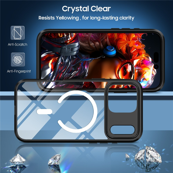 A-One Brand - iPhone 17 Pro Mobilskal MagSafe TPU + PC Clear - Svart