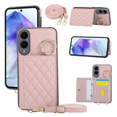 A-One Brand - Galaxy S25 Edge Mobilskal Korthållare Kickstand Rhombus - Rosa