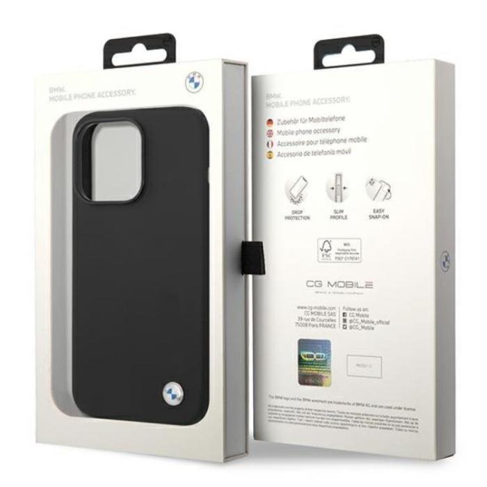 BMW - BMW iPhone 14 Pro Max Skal Silicone Metal Logo - Svart