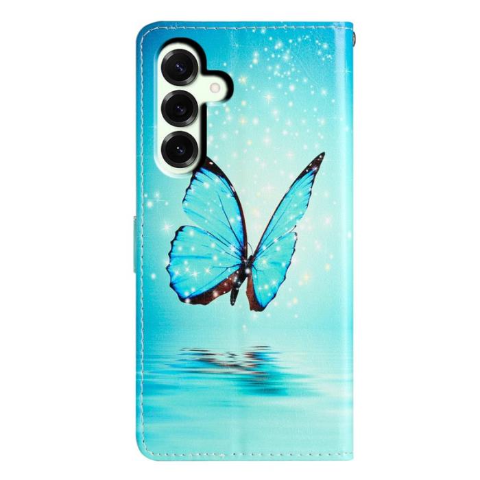 OEM - Samsung Galaxy A37 Plånboksfodral Konstläder Mönstertryck - Blå Fjäril