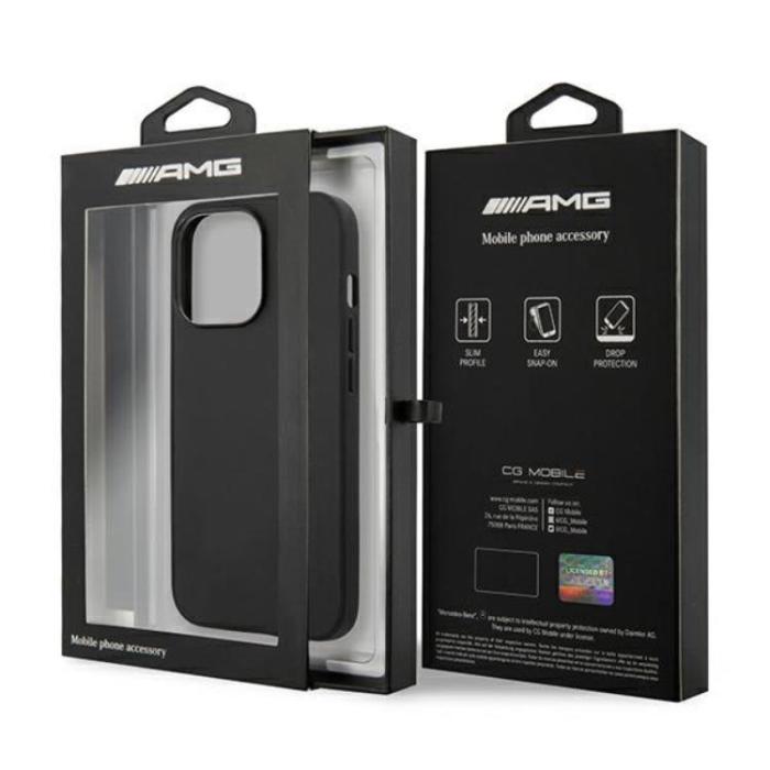 Mercedes - AMG iPhone 14 Pro Max Skal Läder Hot Stamped - Svart