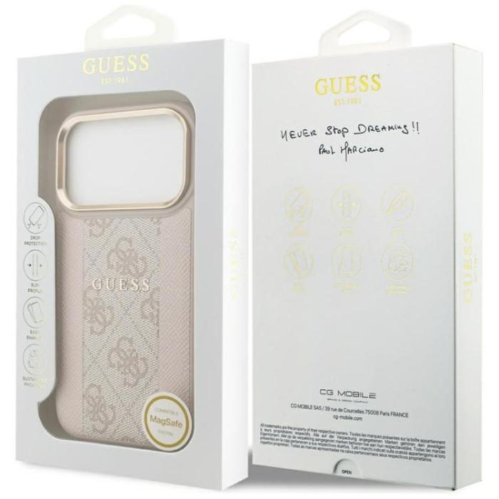Guess - Guess iPhone 17 Pro Mobilskal Magsafe 4G Stripe - Rosa