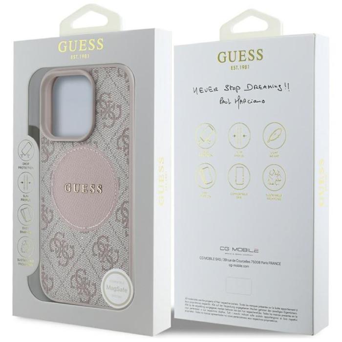 Guess - Guess iPhone 16 Pro Mobilskal MagSafe 4G Circle - Rosa