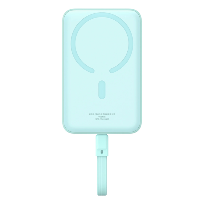 BASEUS - Baseus Magsafe Powerbank 10000mAh 30W Med Built-in USB-C Kabel - Blå
