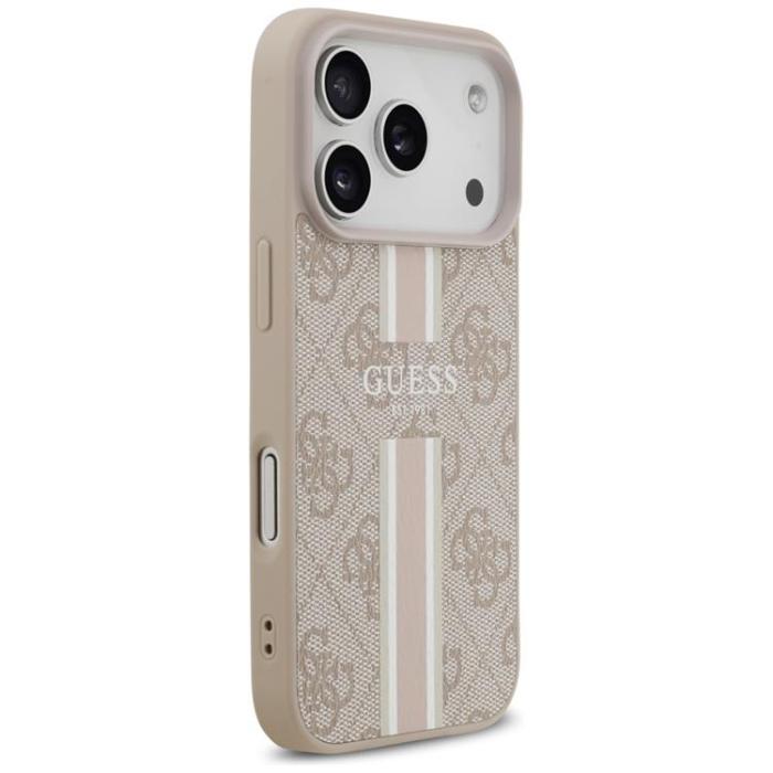 Guess - Guess iPhone 17 Pro Mobilskal MagSafe 4G Printed Stripes - Rosa