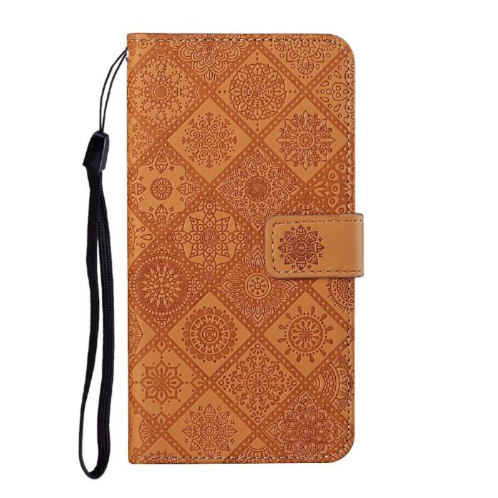 A-One Brand - Ethnic Design Plånboksfodral Galaxy A22 4G - Brun