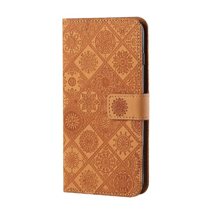 A-One Brand - Ethnic Design Plånboksfodral Galaxy A22 4G - Brun