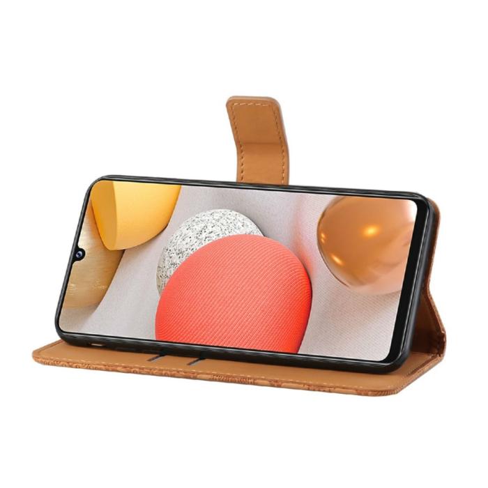 A-One Brand - Ethnic Design Plånboksfodral Galaxy A22 4G - Brun