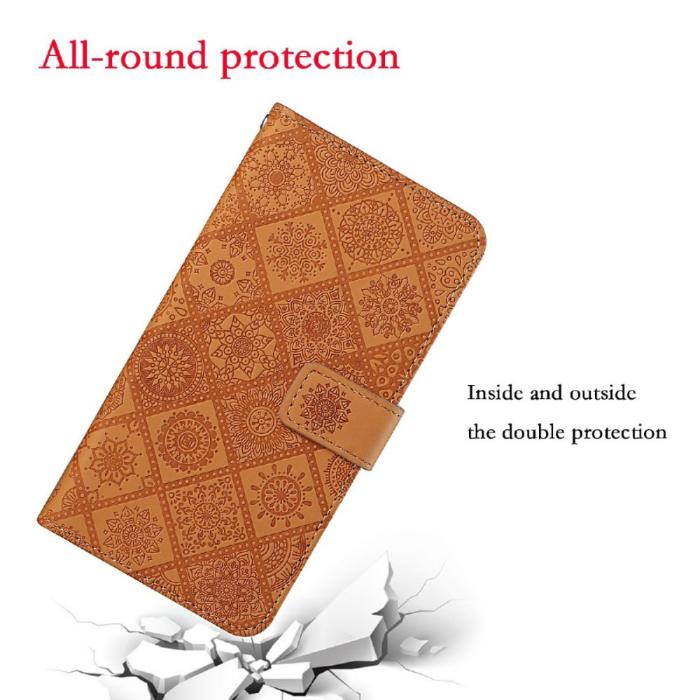 A-One Brand - Ethnic Design Plånboksfodral Galaxy A22 4G - Brun