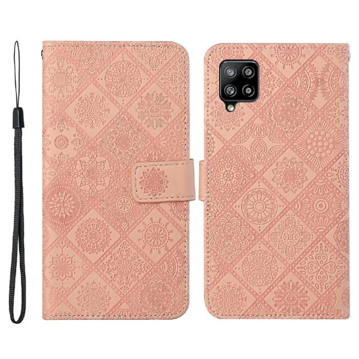 OEM - Ethnic Design Plånboksfodral Galaxy A22 4G - Rosa