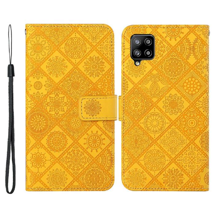 A-One Brand - Ethnic Design Plånboksfodral Galaxy A22 4G - Gul