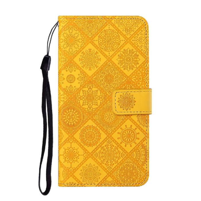 A-One Brand - Ethnic Design Plånboksfodral Galaxy A22 4G - Gul