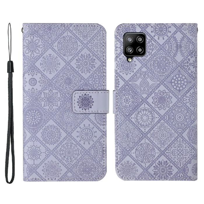 A-One Brand - Ethnic Design Plånboksfodral Galaxy A22 4G - Lila
