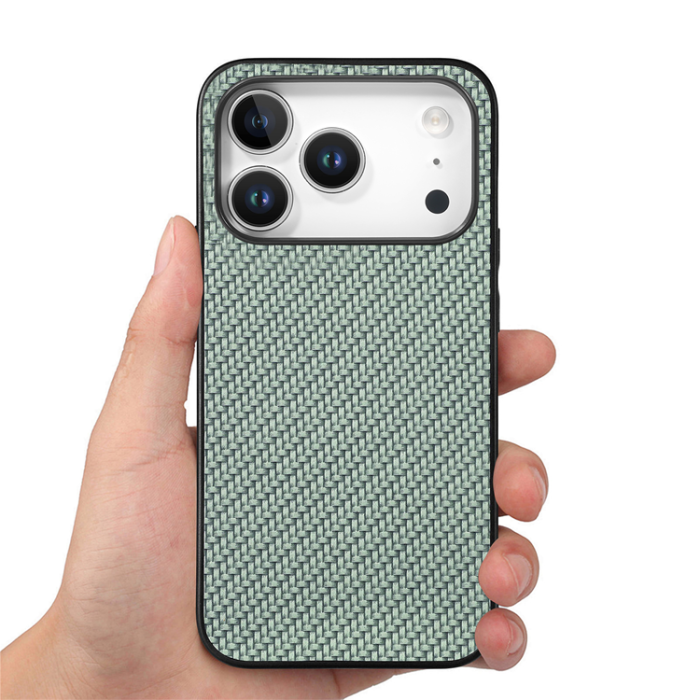 A-One Brand - iPhone 17 Pro Max Mobilskal Carbon Fiber PU Läder - Grön