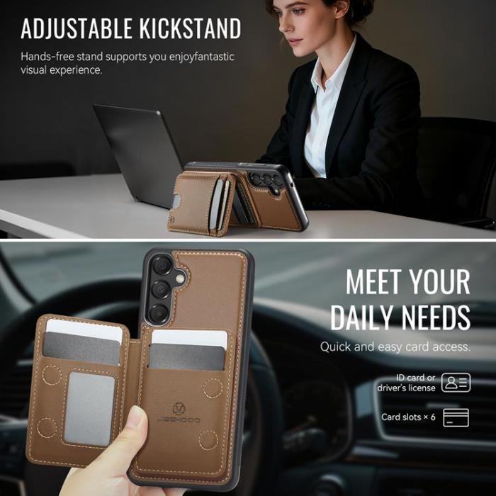 OEM - JEEHOOD Samsung Galaxy A55 5G Fodral KonstLäder - Brun