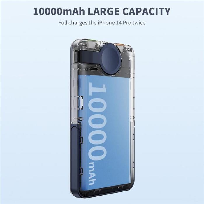 A-One Brand - Magnetic Trådlös Powerbank 10000mAh 15W Kickstand - Blå