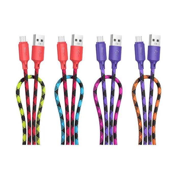 Hoco - HOCO USB-A till Micro-USB Kabel 2.4A 1m Nylon X116 - Gradient Lila