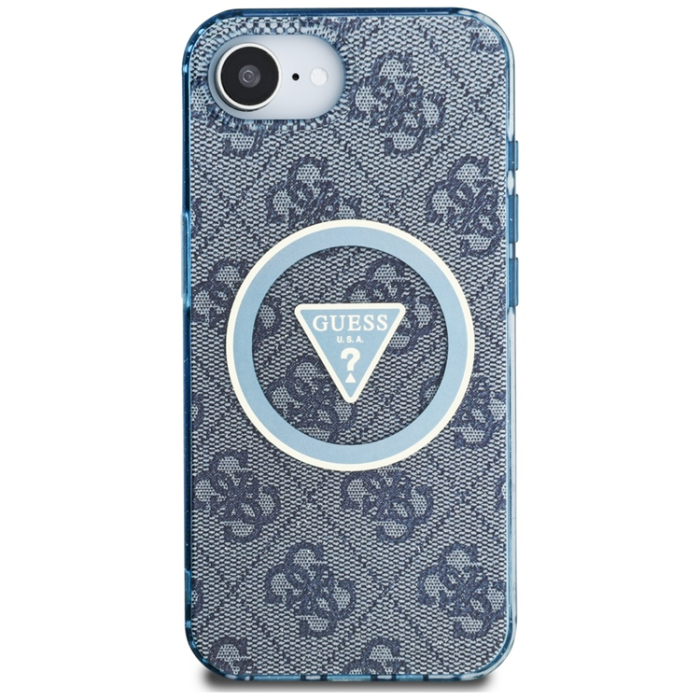 Guess - Guess iPhone 16e Mobilskal Magsafe Metal Glitter - Blå