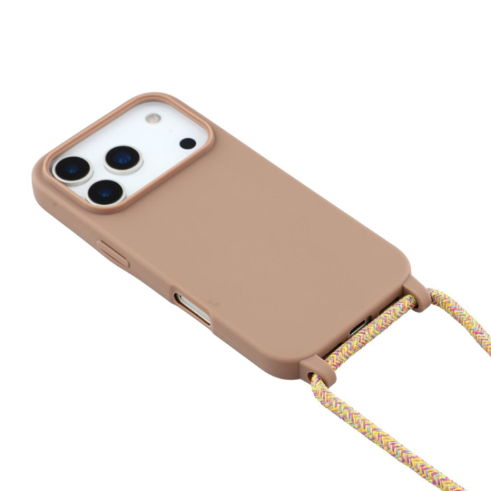 A-One Brand - iPhone 17 Pro Max Mobilskal TPU Shockproof med Lanyard - Brun