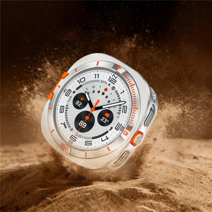 A-One Brand - Metallskal För Galaxy Watch Ultra 47mm (2025) - Titanium/Orange