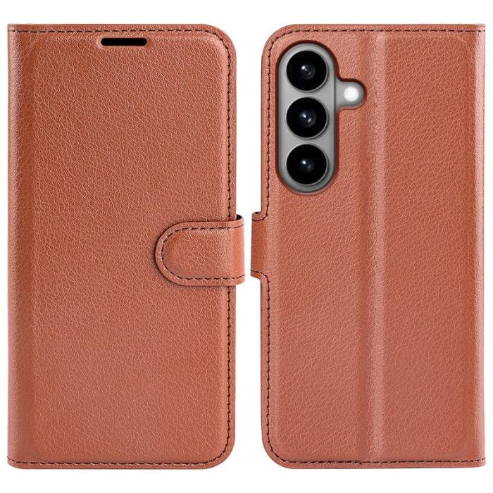 OEM - LITCHI Samsung Galaxy S26 Plånboksfodral Konstläder Stötskydd - Brun
