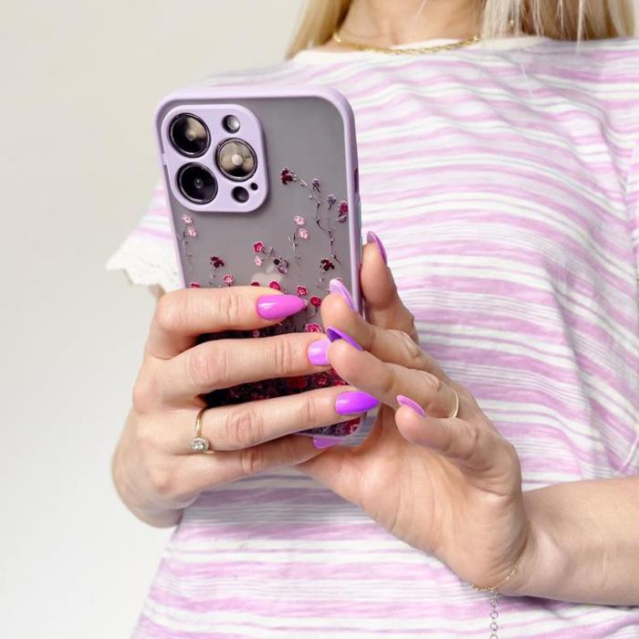OEM - Galaxy A12 5G (2020/2021) Skal Flower Design - Mörk Blå
