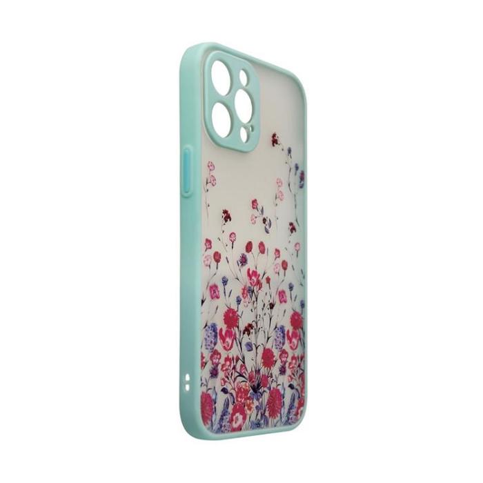 OEM - iPhone 12 Pro Max Skal Flower Design - Ljusblå